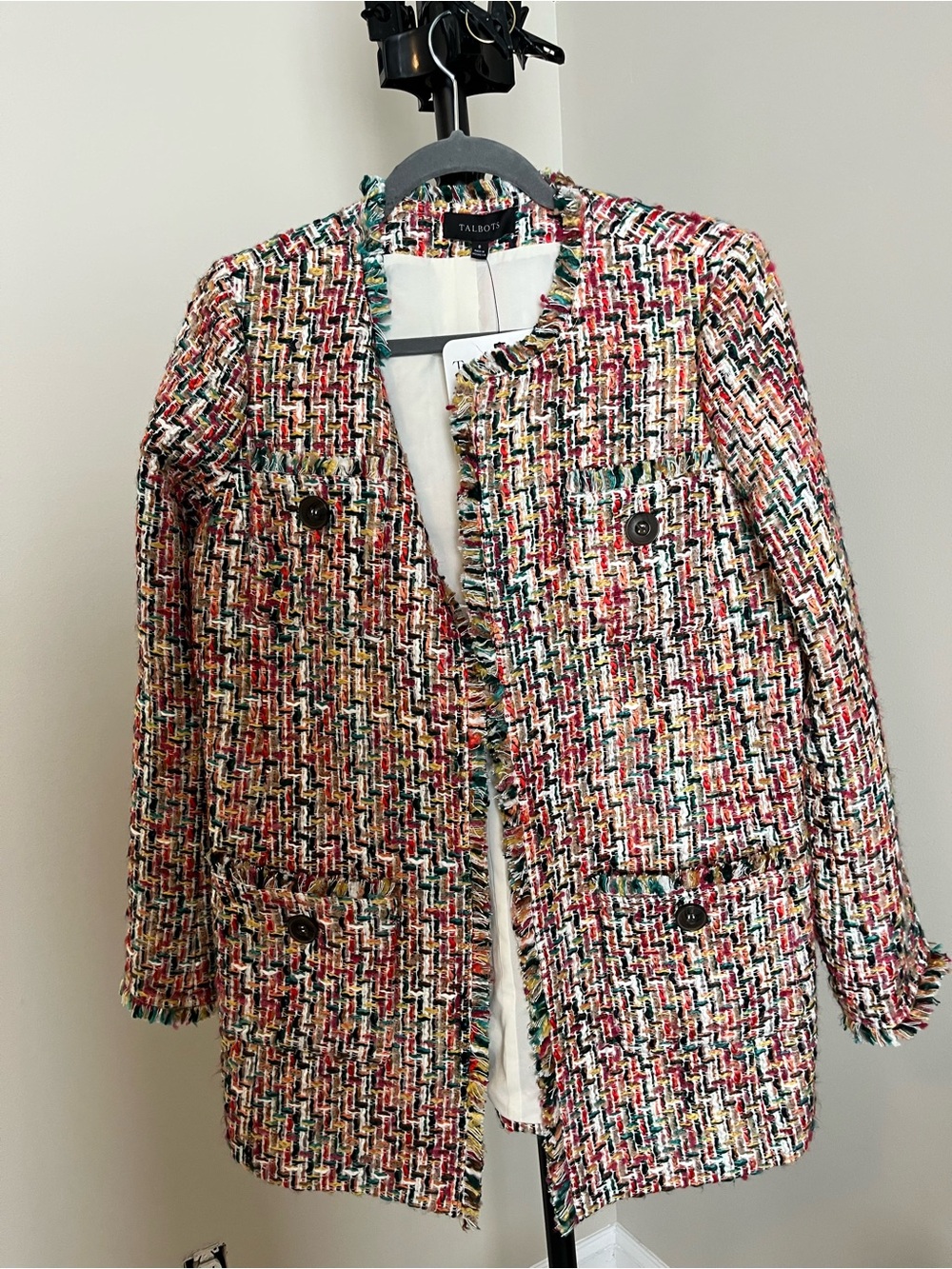 Talbots Candy Tweed Open Jacket Womens Multicolor - Picture 5 of 9